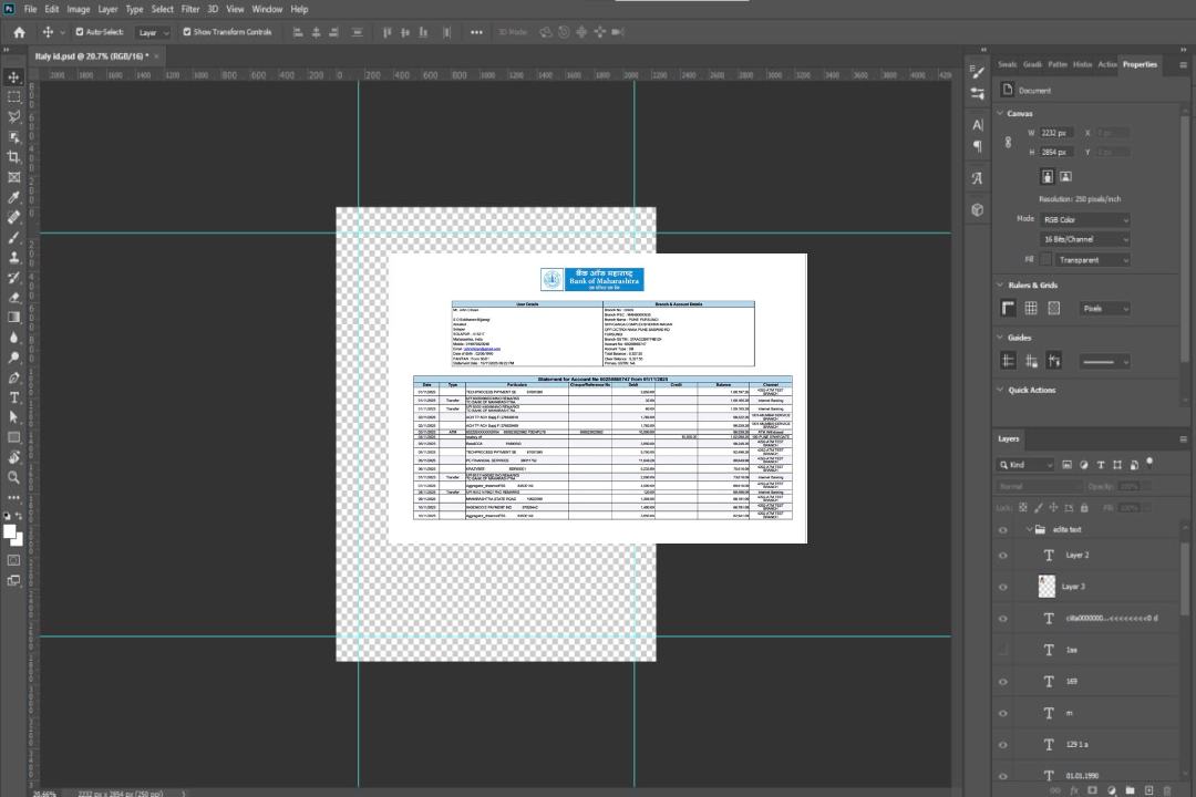 Relevé de l'India Bank of Maharashtra pour le compte Modèle Word et PDF template